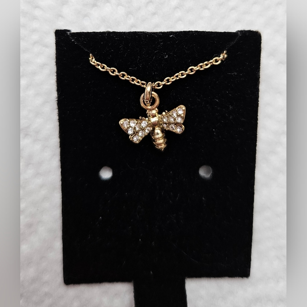 EUC, Fossil Bumblebee Necklace, Goldtone